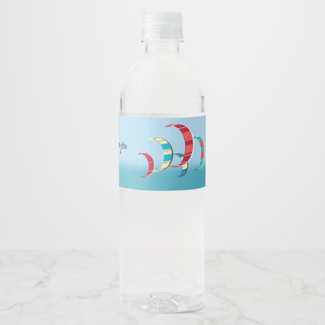 Etiqueta Para Botella De Agua Kite Surfing (Anverso)