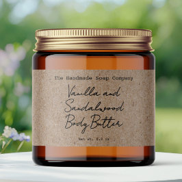Etiqueta Para Botella De Agua Kraft Handwritten Typed Look Body Butter Jar Label