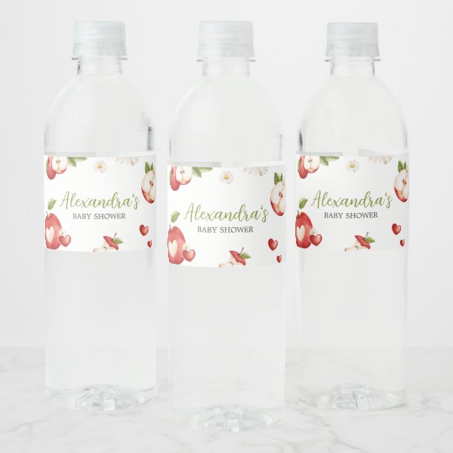 Etiqueta Para Botella De Agua La Apple de nuestro Baby Shower visual (Botellas)