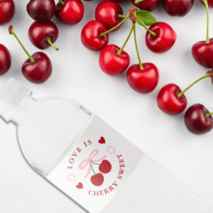 Etiqueta Para Botella De Agua La boda es dulce como la cereza Fiesta de despedid