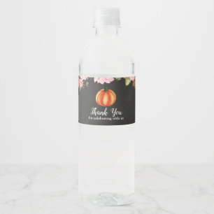 Etiqueta Para Botella De Agua La calabaza floral Baby Shower de la pizarra el  