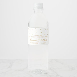 Etiqueta Para Botella De Agua La colección de Bodas Glam Gold Confetti