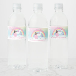Etiqueta Para Botella De Agua La fiesta de cumpleaños de Unicornio Princesa de A