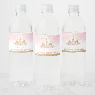 Etiqueta Para Botella De Agua La galaxia mágica del rosa del unicornio se nubla