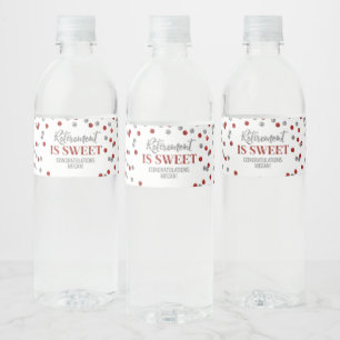 Etiqueta Para Botella De Agua La jubilación es Confeti Rojo Plateado Dulce