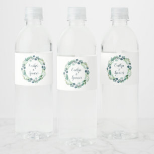 Etiqueta Para Botella De Agua La vegetación exuberante y el Boda de la guirnalda