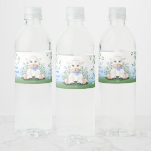 Etiqueta Para Botella De Agua Lamb Blue Floral Baby Shower
