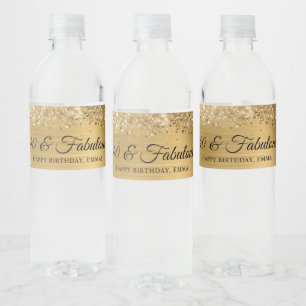 Etiqueta Para Botella De Agua Laminado Dorado Brillante 40 y Fabuloso