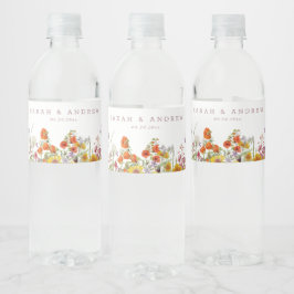 Etiqueta Para Botella De Agua Láminas de botella de agua de flores silvestres -