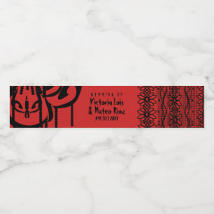 Etiqueta Para Botella De Agua Lámpara gótica de encaje rojo negro