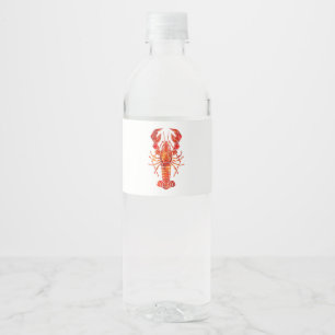 Etiqueta Para Botella De Agua Langosta poligonal roja