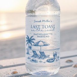 Etiqueta Para Botella De Agua Last Toast on the Coast Beach Bachelorette Party 