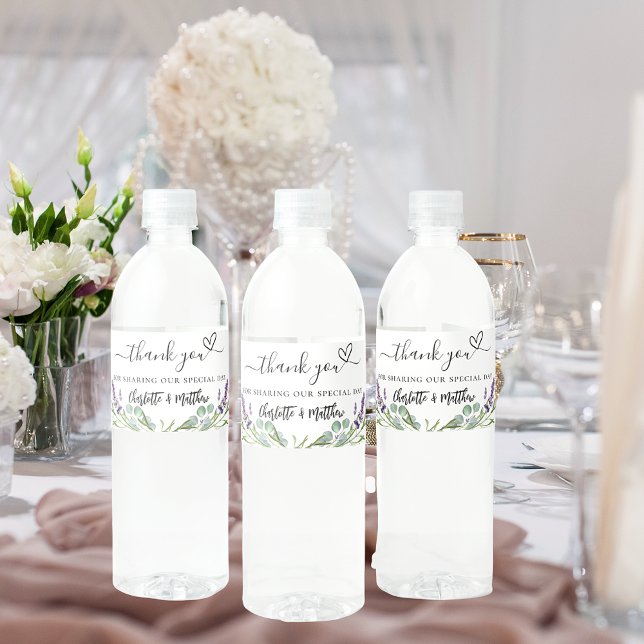 Etiqueta Para Botella De Agua Lavender eucalipto boda gracias (Subido por el creador)