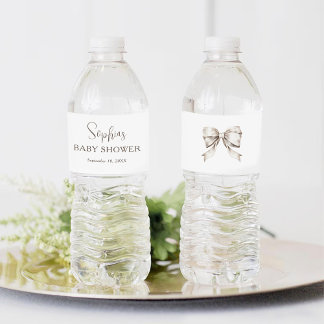 Etiqueta Para Botella De Agua Lazo de Bow Blanco Vintage Baby Shower