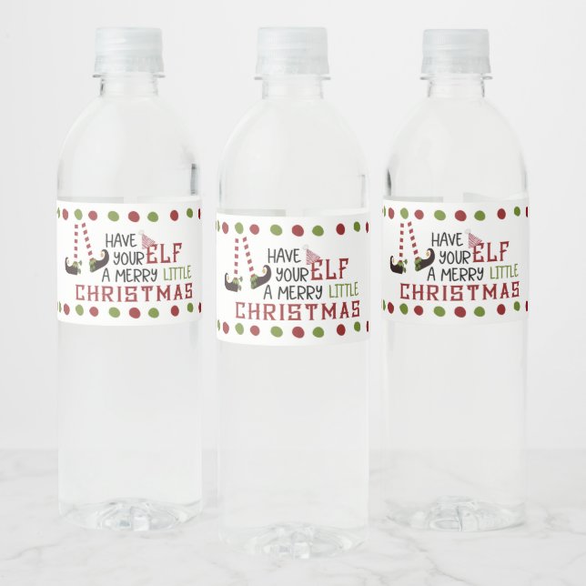Etiqueta Para Botella De Agua Legales de elfo extravagantes Navidades (Botellas)