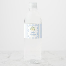 Etiqueta Para Botella De Agua Lemon Blue Birthday