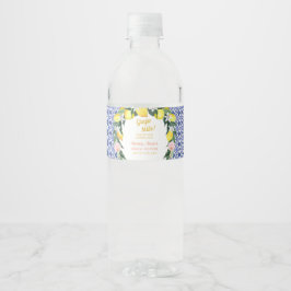 Etiqueta Para Botella De Agua Lemon Blue Italy Tiles Grazie Mille Bridal Shower