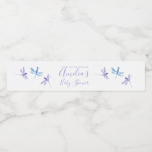 Etiqueta Para Botella De Agua Libélulas Pintadas a Mano Baby Shower  