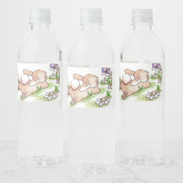 Etiqueta Para Botella De Agua lindo conejo retro vintage de Pascua