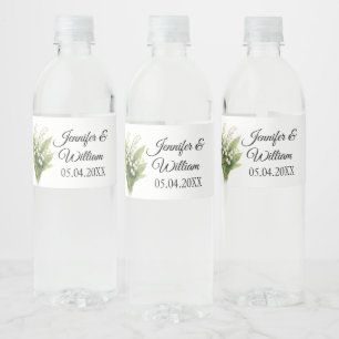 Etiqueta Para Botella De Agua Lirio De Valle Blanco Floral Boda