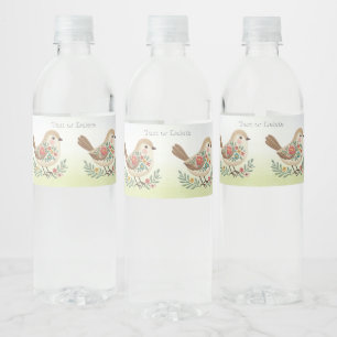 Etiqueta Para Botella De Agua Little Bird Floral Gold