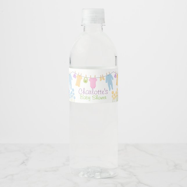 Etiqueta Para Botella De Agua Little Clothes Baby Shower (Anverso)