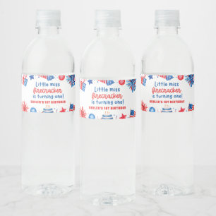 Etiqueta Para Botella De Agua Little Firecracker el 4 de Julio Aniversario del 1