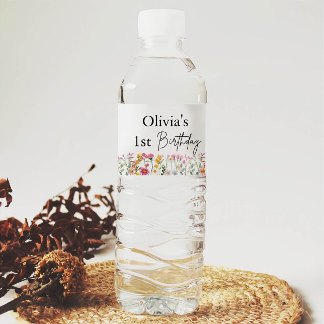 Etiqueta Para Botella De Agua Little Wildflower 1er Chica Cumpleaños (Subido por el creador)