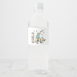 Etiqueta Para Botella De Agua Llamando a Todos los Animales de la Fiesta