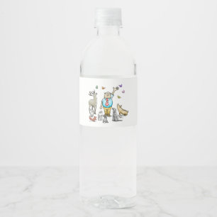 Etiqueta Para Botella De Agua Llamando a Todos los Animales de la Fiesta