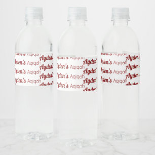 Etiqueta Para Botella De Agua Llanura blanca de color rojo sólido, Aqiqah Baby S