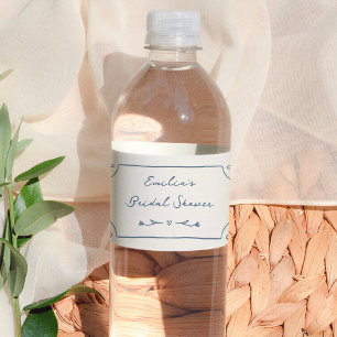 Etiqueta Para Botella De Agua Lluvia de Novia Floral Vintage Dibujada a Mano
