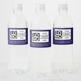 Etiqueta Para Botella De Agua Logo Business Corporate Company Minimalist Blue