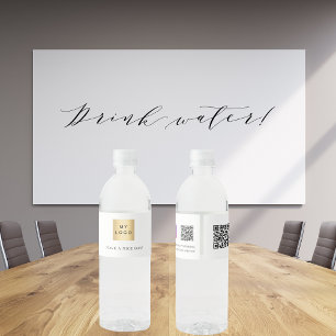 Etiqueta Para Botella De Agua Logo corporativo Código QR Instagram