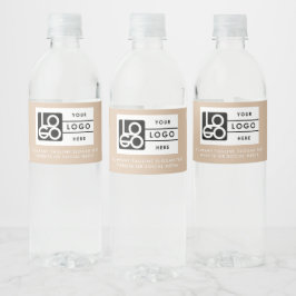 Etiqueta Para Botella De Agua Logo Empresa Corporativa Compañía Minimalista Beig