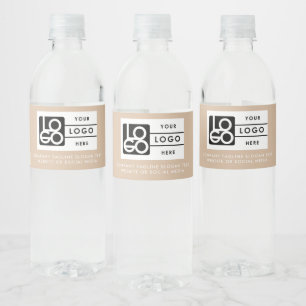 Etiqueta Para Botella De Agua Logo Empresa Corporativa Compañía Minimalista Beig