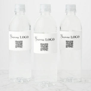 Etiqueta Para Botella De Agua Logotipo comercial de la empresa y código QR