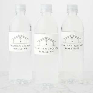 Etiqueta Para Botella De Agua Logotipo de casa de agente inmobiliario moderno