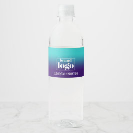 Etiqueta Para Botella De Agua Logotipo Elemental de Gradiente Acuático Naval Min