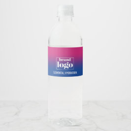 Etiqueta Para Botella De Agua Logotipo Elemental Gradiente Violeta Azul Minimali