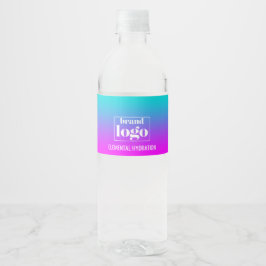 Etiqueta Para Botella De Agua Logotipo Elemental Minimalista con Gradiente Viole