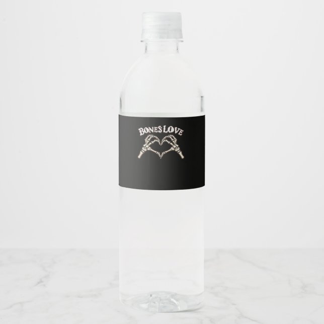 Etiqueta Para Botella De Agua Love Skeleton Hand Classic (Anverso)