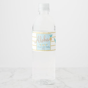 Etiqueta Para Botella De Agua Luau hawaiano, piña