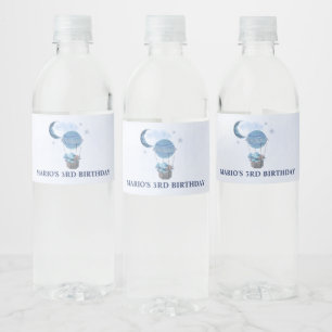 Etiqueta Para Botella De Agua Luna azul pequeño elefante Fiesta de cumpleaños