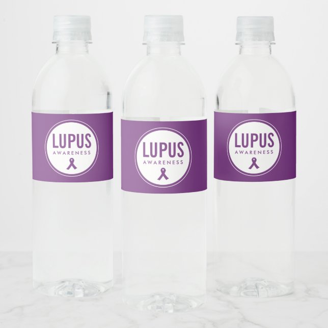 Etiqueta Para Botella De Agua Lupus Awareness Ribbon Purple (Botellas)