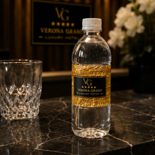 Etiqueta Para Botella De Agua Luxury Gold Foil Five Star Hotel Branding Elegant 