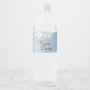 Etiqueta Para Botella De Agua Madera Rústica y Daisies
