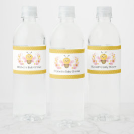 Etiqueta Para Botella De Agua Mamá linda para ser Baby Shower rosa amarillo