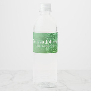 Etiqueta Para Botella De Agua Mandalá Verde de Yoga Meditación