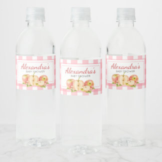 Etiqueta Para Botella De Agua Manzana de Nuestro Ojo Baby Shower Gingham